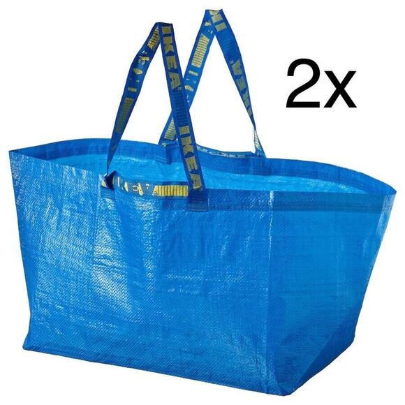 2 IKEA Bags Large Blue Reusable Shopping Bag Tote Laundry Moving Shopping NEW! - Picture 1 of 5